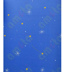 Blue white yellow star planets home décor wallpaper